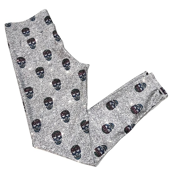 Terez Glitter Skull Athletic Leggings 7/8 Tights Women’s Medium - Picture 8 of 10